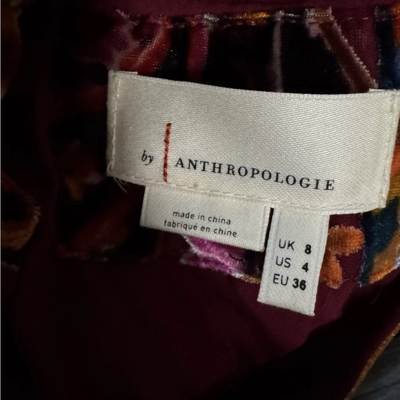 Anthropologie Velvet Shift Mini Dress Floral Burnout Velvet Lace Back size US 4 - Picture 8 of 10